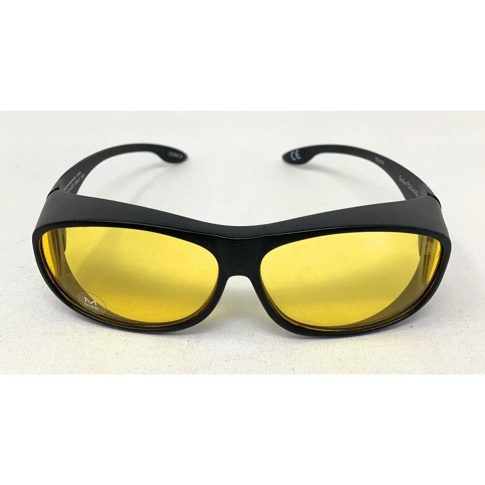 SOLAR SHIELDS‎ Night Drivers Fit Overs Blue Light Yellow Lens Black, Medium